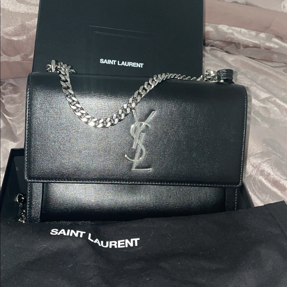 Authentic- Medium Silver Ysl Sunset - image 2